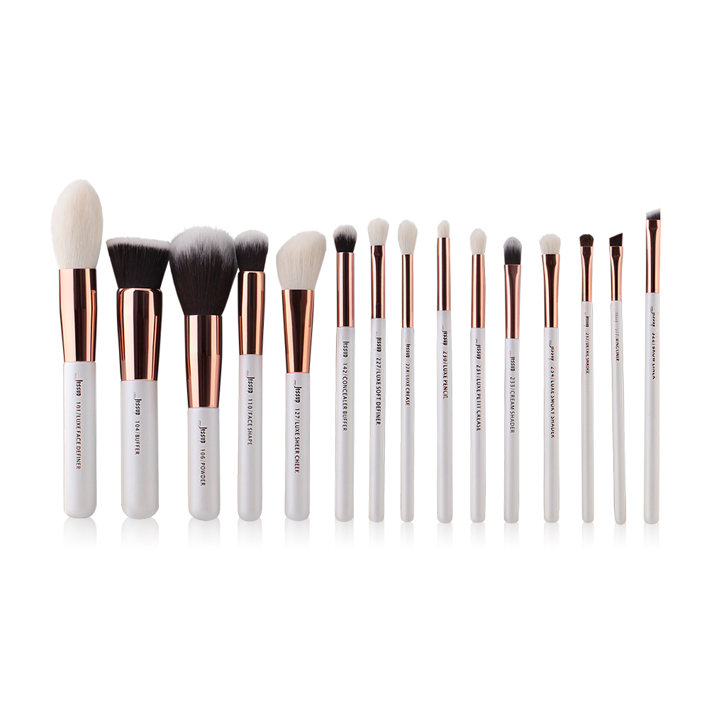 Jessup Professiomal Makeup Brushes Set 15pcs #T220 White/Rose Gold
