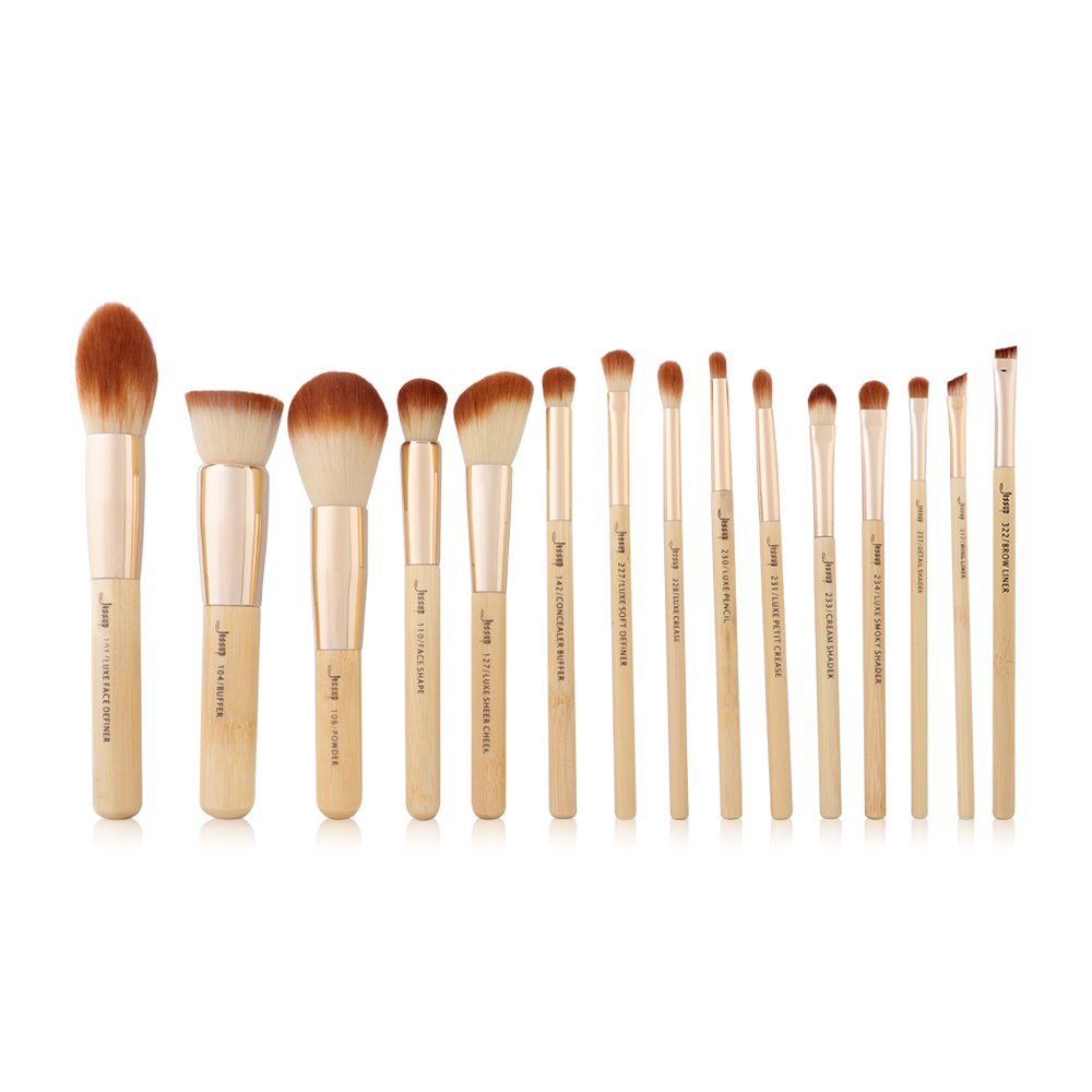 Jessup Professiomal Makeup Brushes Set 15pcs #T140 Bamboo