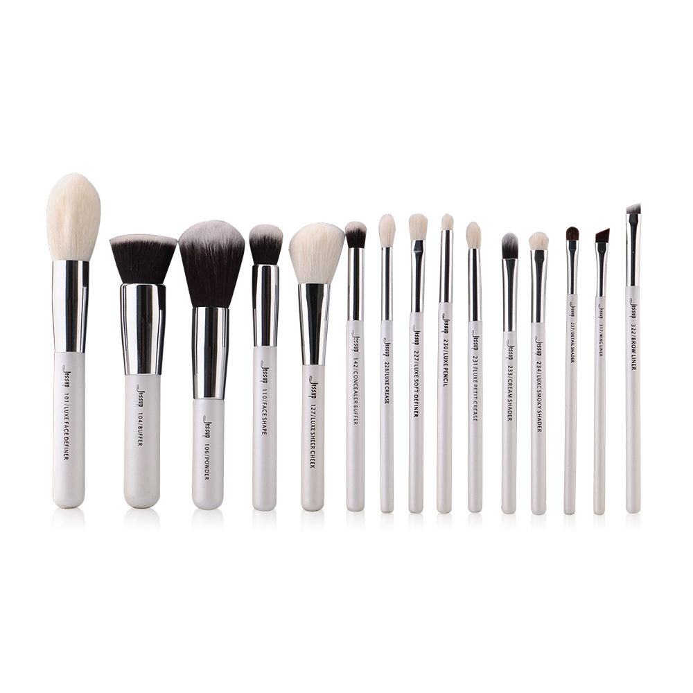 Jessup Professiomal Makeup Brushes Set 15pcs #T240 White/Silver