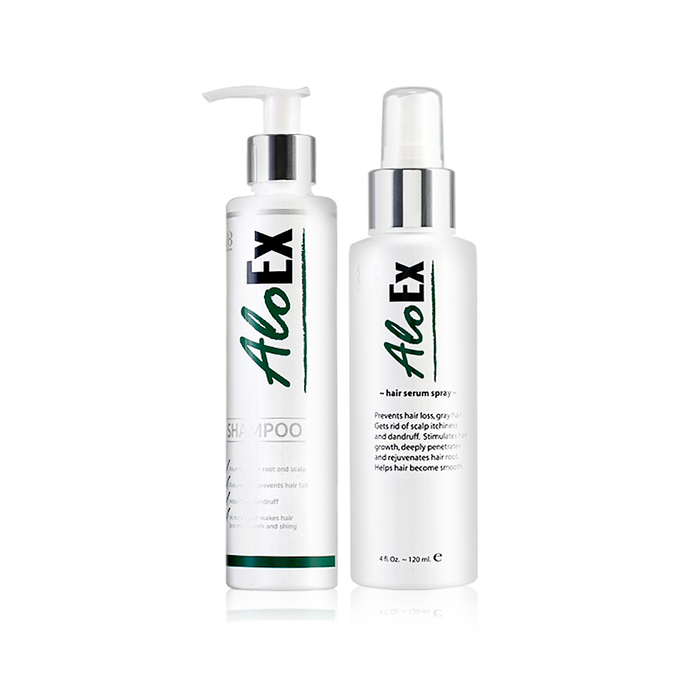 AloEx Hair Regrowth Set [Shampoo 200ml + Serum 120ml] 2pcs