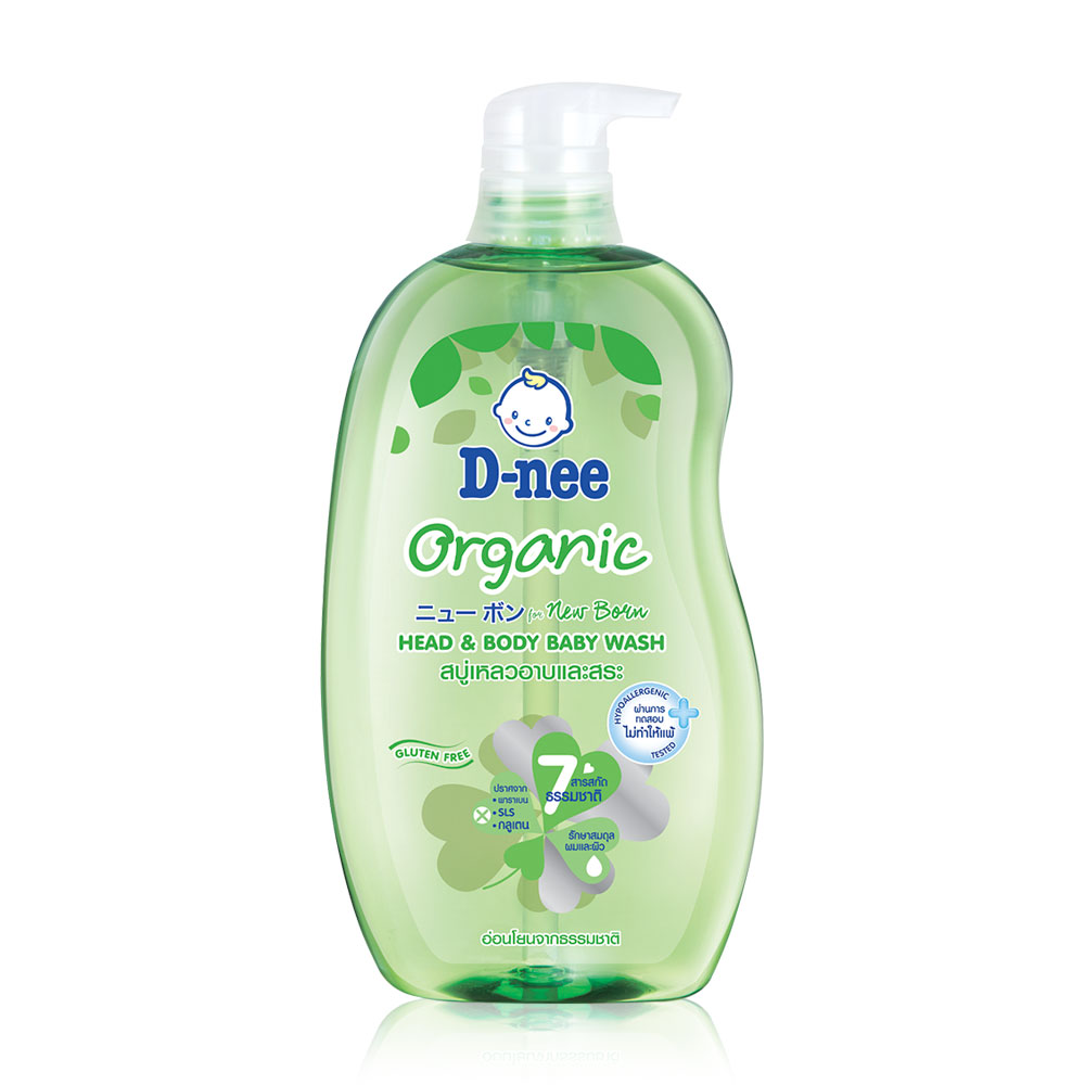 D-nee Organic Head & Body Baby Wash For Newborn 800ml #Green