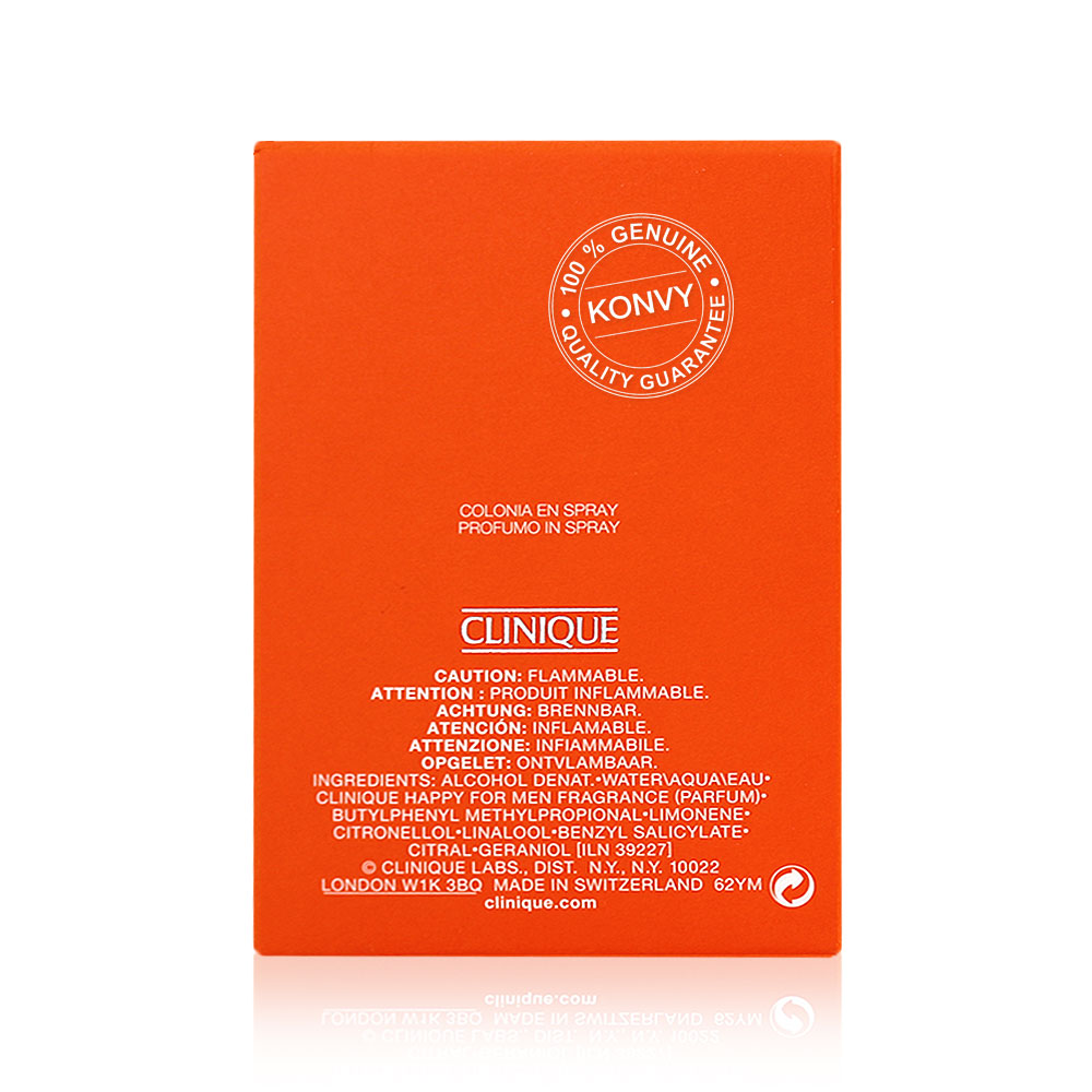 Clinique Happy For Men Cologne Spray EDT Pour Homme Spray 100ml