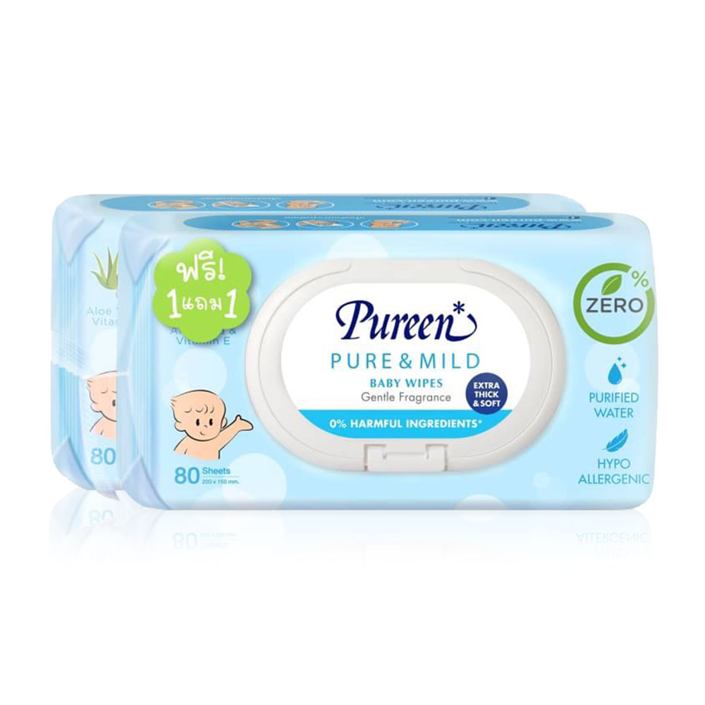Pureen Wet Wipe Pure & Mild [80Sheets x 2pcs]