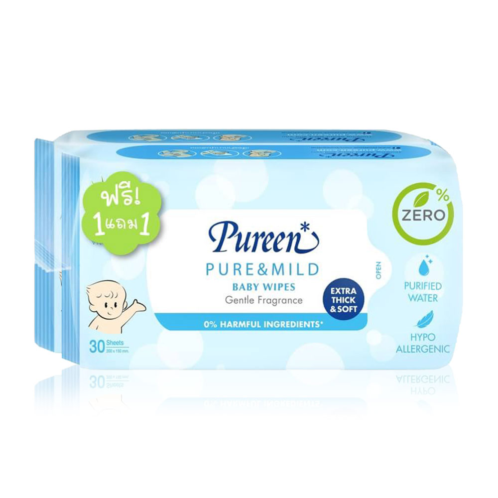 Pureen Wet Wipe Pure & Mild [30sheets x 2pcs]