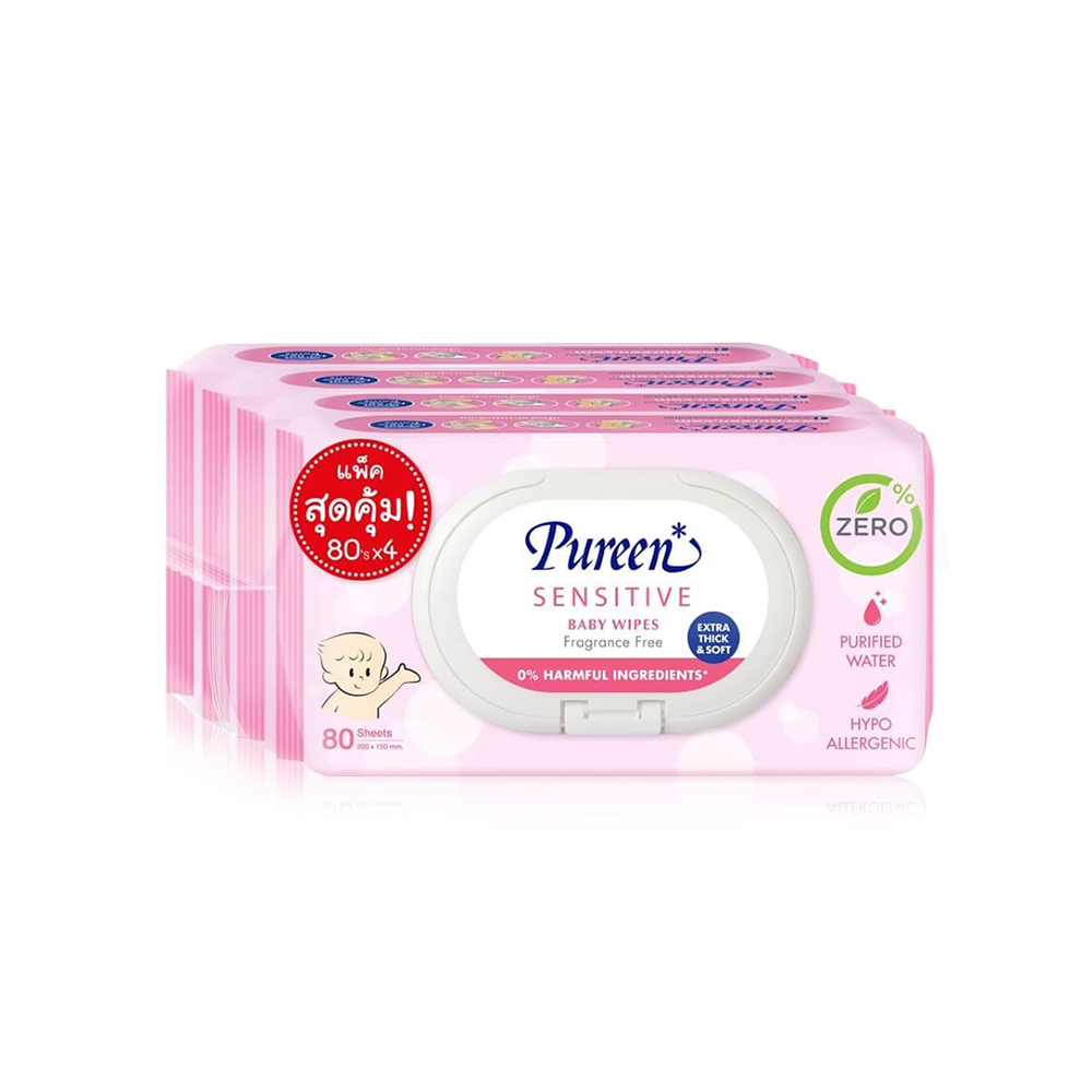 Pureen Wet Wipe Sensitive [80 Sheets x 4pcs]