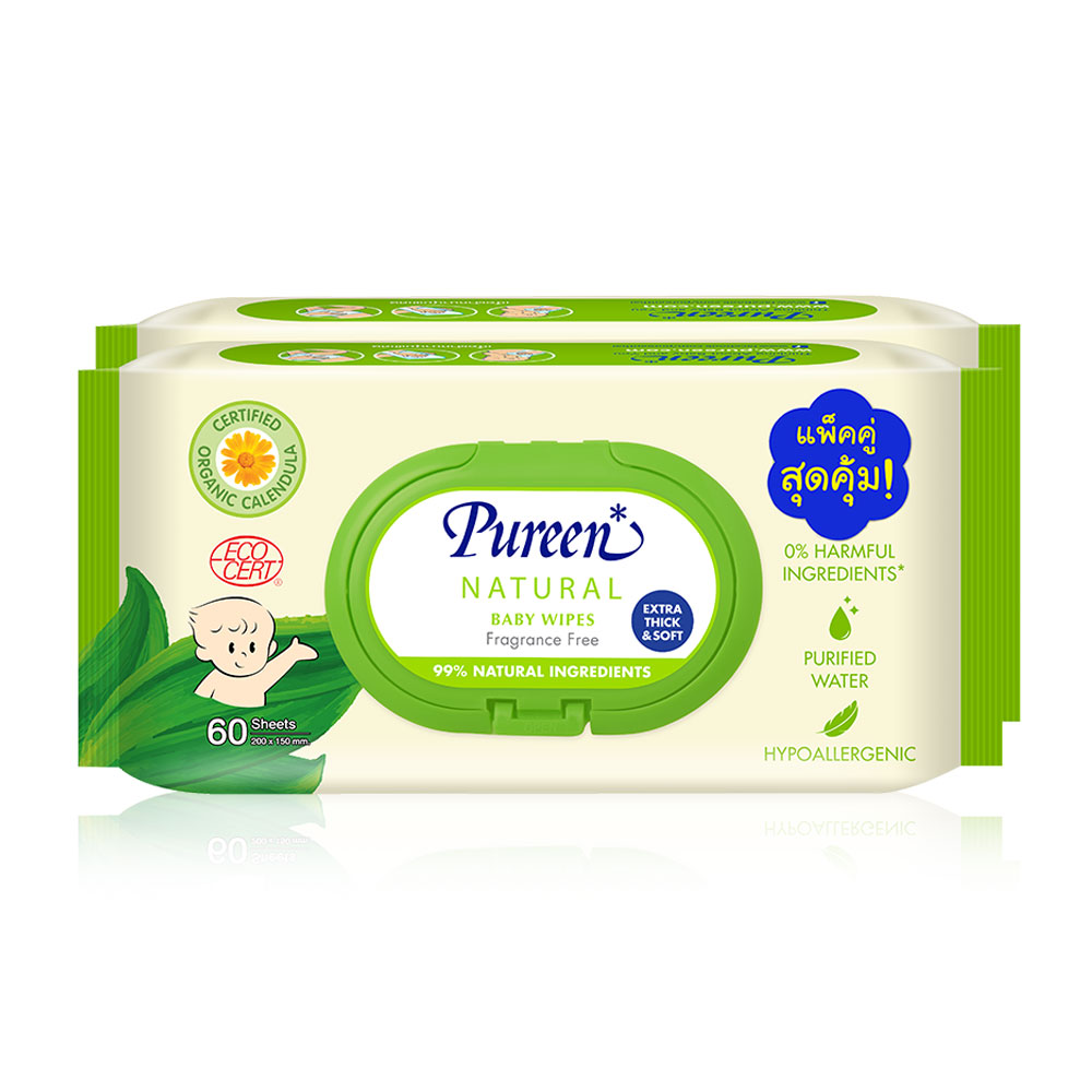 Pureen Wet Wipe Natural [60 Sheets x 2pcs]