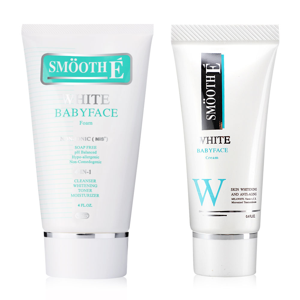 Smooth E Set 2 Items White Babyface Foam 120g + White Cream 12g