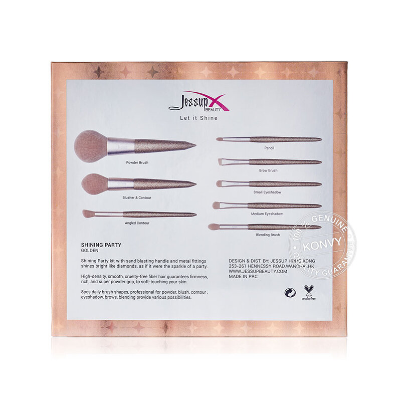 Jessup Professional Makeup Brushes Set 8pcs #T266 Shining Party Gloden