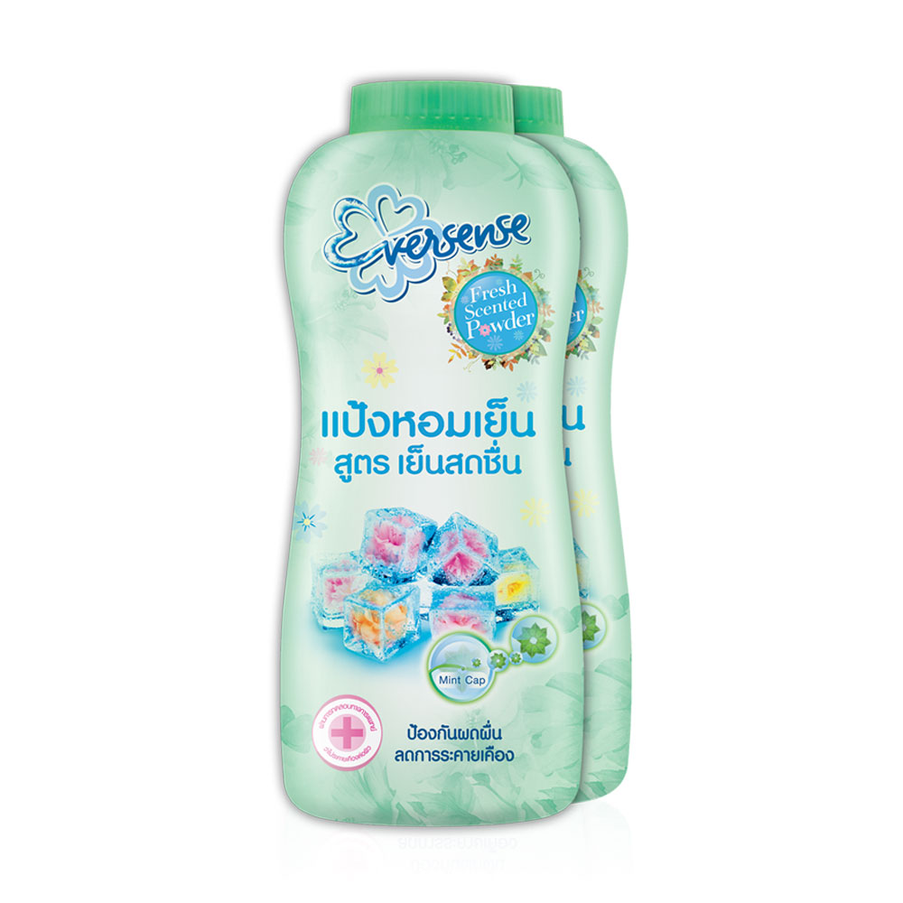 Eversense Fresh Scented Cooling Talcum [280g x 2pcs] #Green