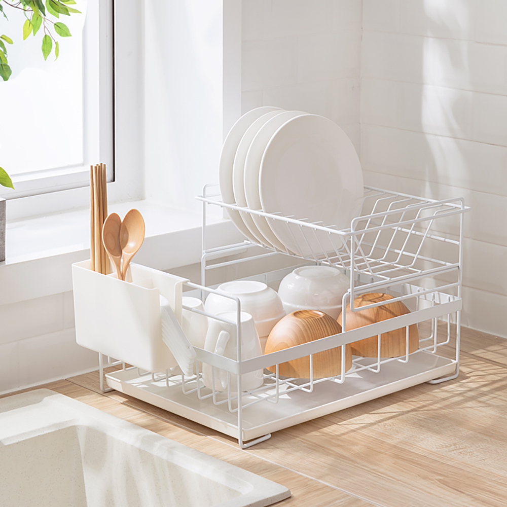 NaChuan Double Layers Dish Drain Rack #White