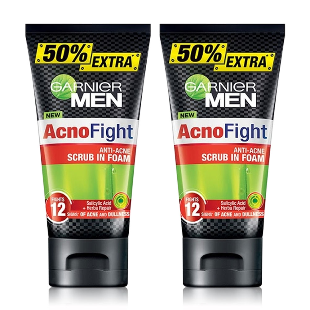 Garnier Men Acnofight Anti-Acne Scrub in Foam [150ml x 2pcs]