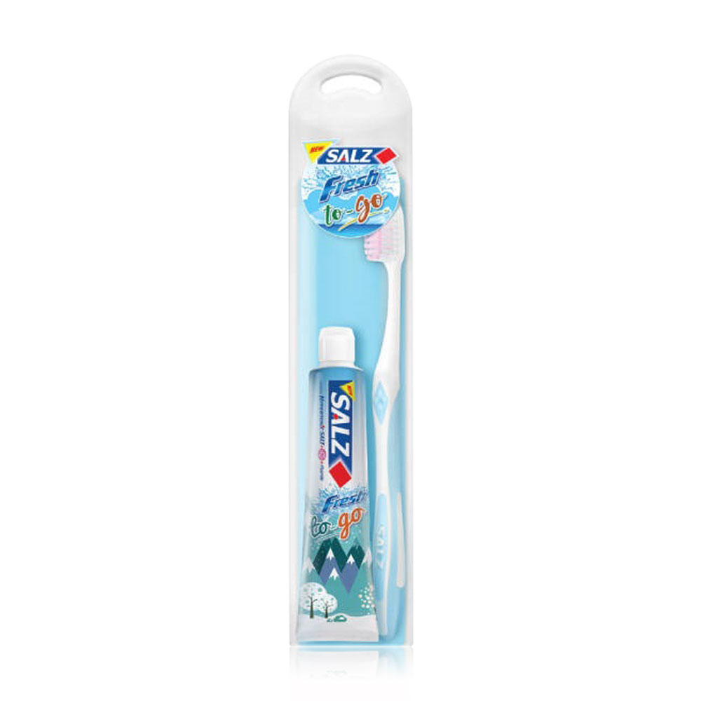 SALZ Fresh To-Go Toothpaste 96g + Toothbrush Set [Random Color]