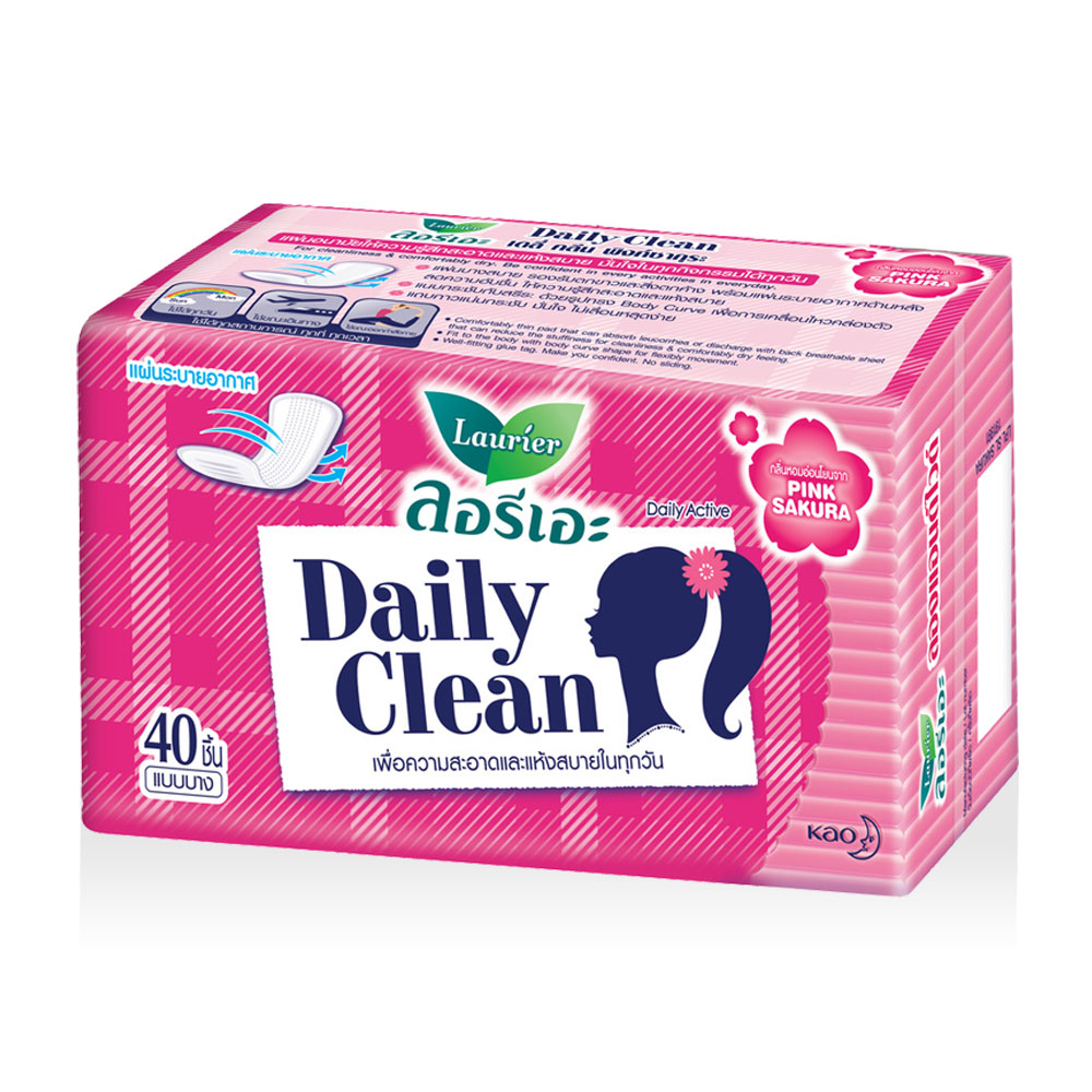 LAURIER แผ่นอนามัย Daily Clean Pink Sakura [40pcs]
