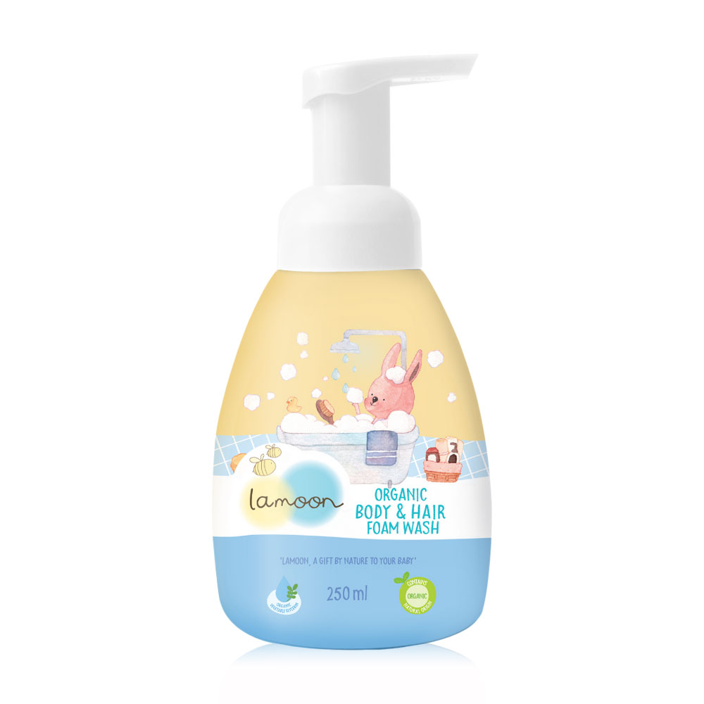 Lamoon Organic Body and Hair Wash Foam Pump 250ml ( สินค้าหมดอายุ : 2026.04.10 ) 