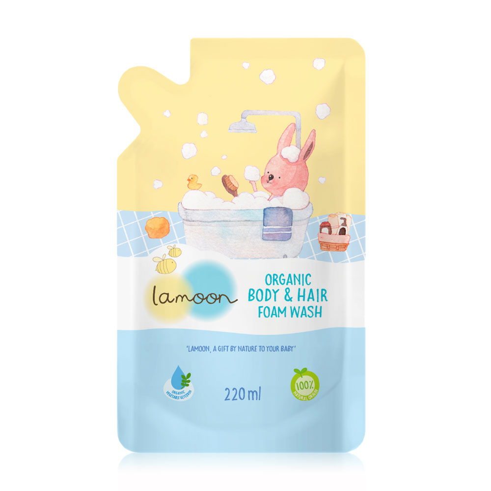 Lamoon Organic Body and Hair Wash Foam Refill 220ml ( สินค้าหมดอายุ : 2026.03.09 ) 