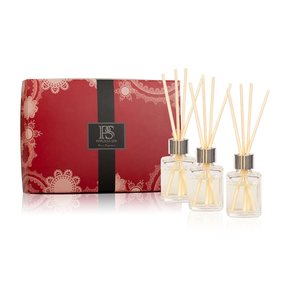 Phruksa Spa Premium Set Reed Diffuser [Moke 30ml + Garden&Rain 30ml + Lemongrass 30ml]