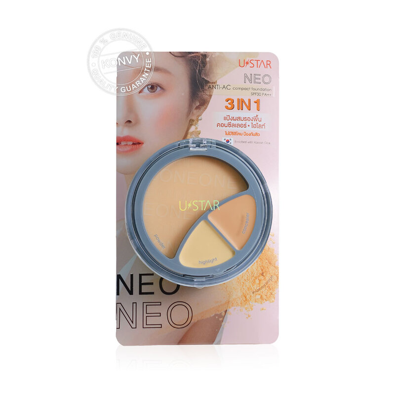 U-Star Neo Anti-Ac Compact Foundation SPF30/PA++ 10g #Natural Beige ( สินค้าหมดอายุ : 2025.09.01 ) 