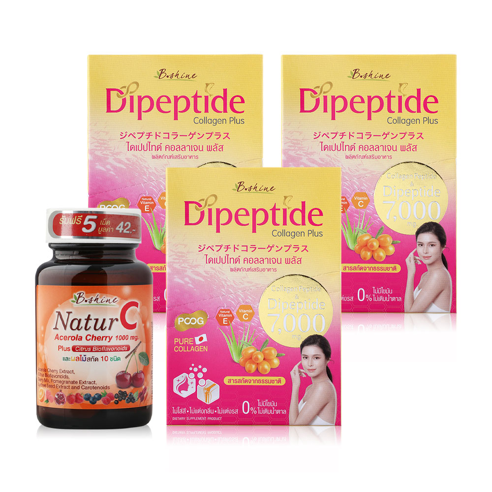 B.shine Dipeptide Collagen Plus [7.2g x 3 Box] + Natur C 35 Tablets