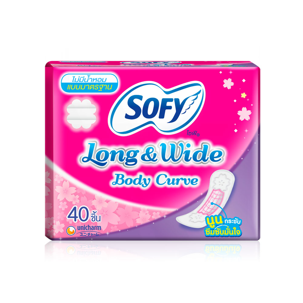Sofy แผ่นอนามัย Long & Wide Body Curve Unscented 40pcs