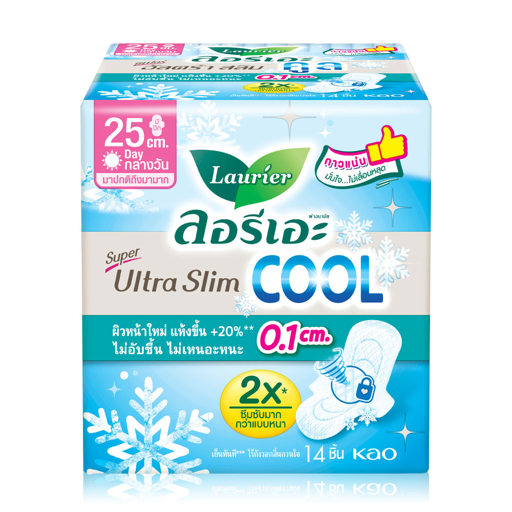 LAURIER ผ้าอนามัย Super Ultra Slim Cool [25cm x 14pcs]