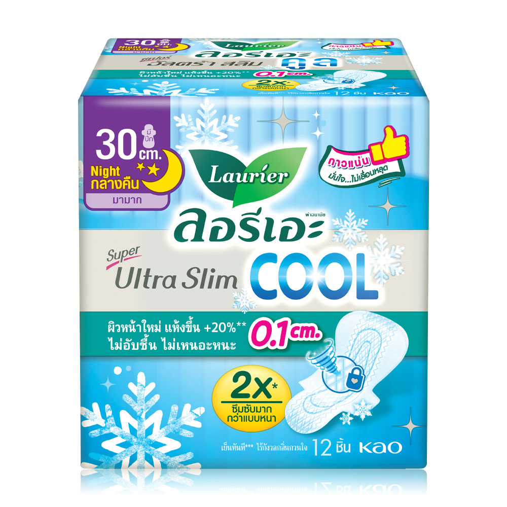 LAURIER ผ้าอนามัย Super Ultra Slim Cool [30cm x 12pcs]