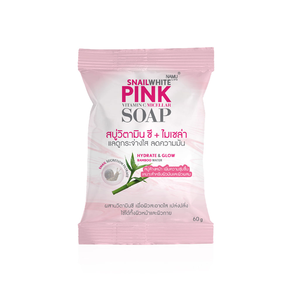 [Free Gift] NAMU LIFE SNAILWHITE Pink Vitamin C Micellar Soap 60g