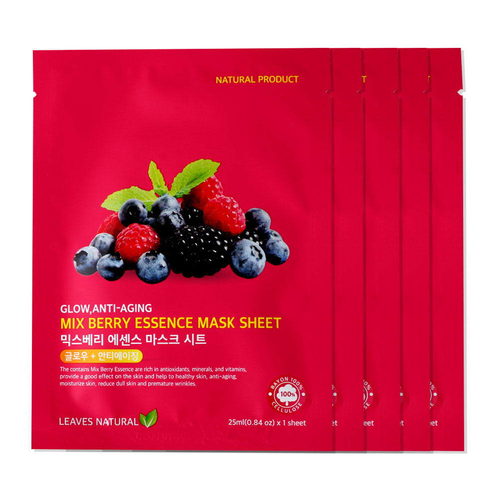 Leaves Natural Mix Berry Essence Mask Sheet [25ml x 5pcs]