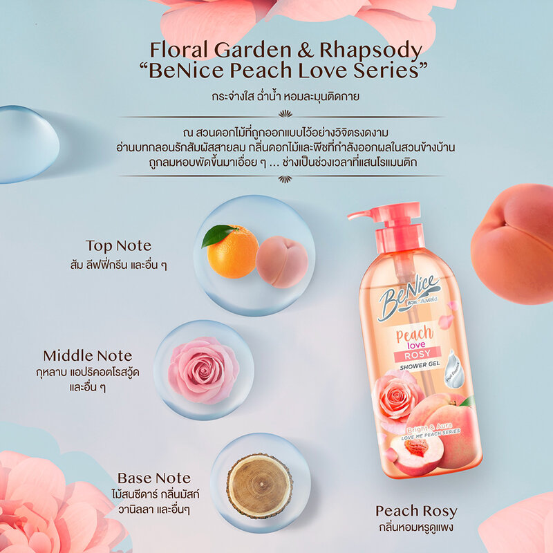 BeNice Love Me Peach Shower Gel Peach Love Rosy 450ml