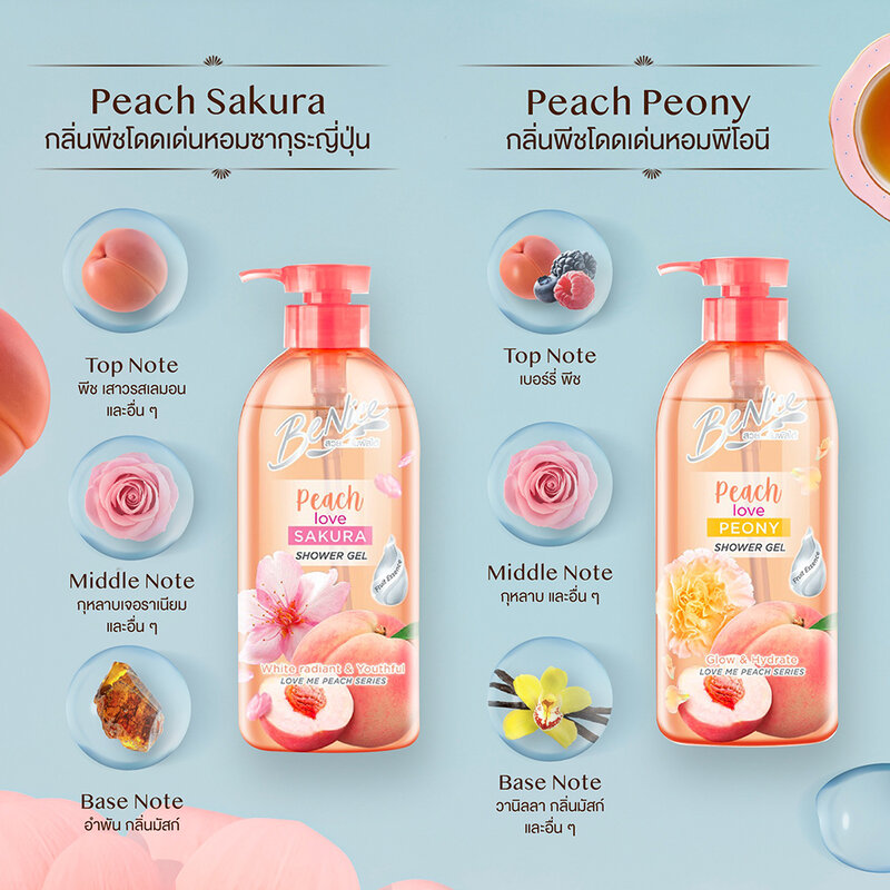 BeNice Love Me Peach Shower Gel Peach love Peony 400ml