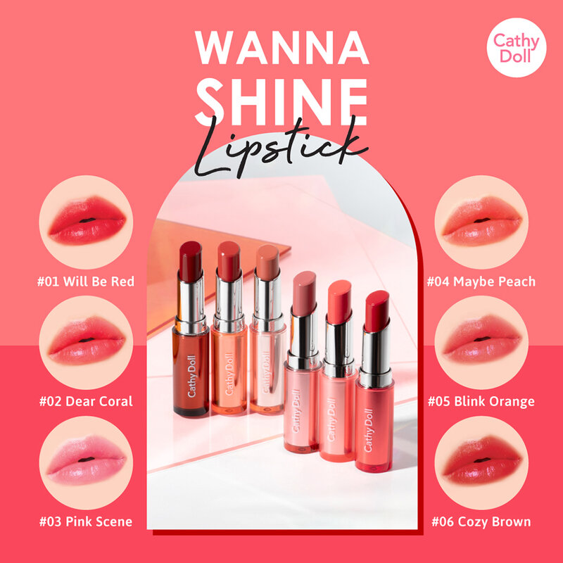 Cathy Doll Wanna Shine Lipstick 3g #06 Cozy Brown