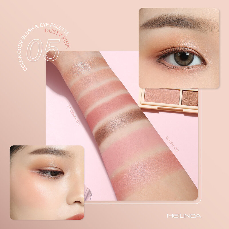 Mei Linda Color Code Blush & Eye Palette 10.6g #05 Dusty Pink ( สินค้าหมดอายุ : 2025.07.31 ) 