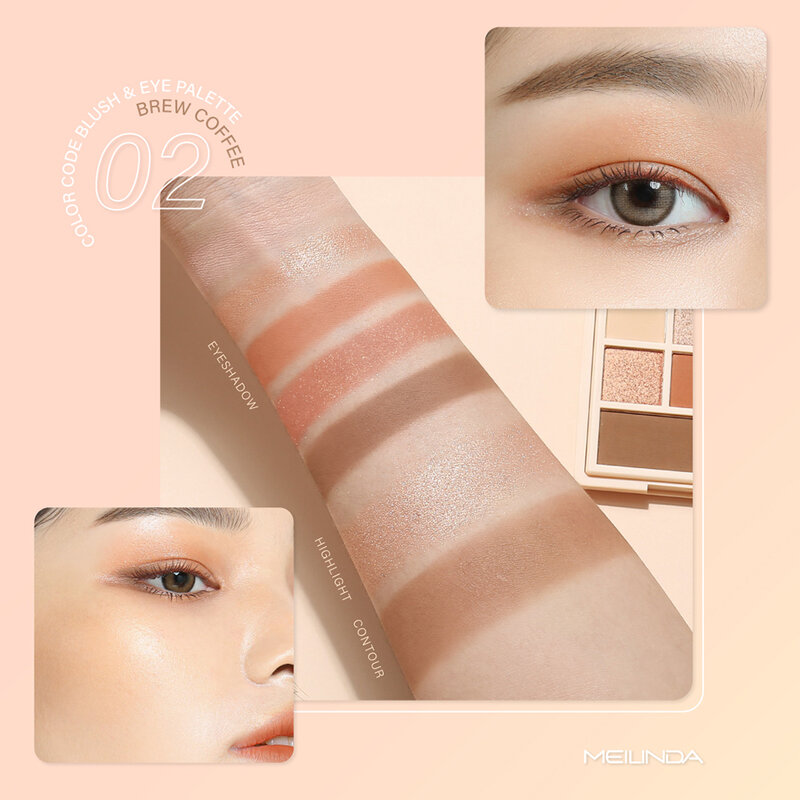 Mei Linda Color Code Blush & Eye Palette 10.6g #02 Brew Coffee ( สินค้าหมดอายุ : 2025.07.31 ) 