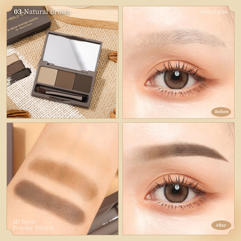 Mei Linda 3D Brow Powder Palette #03 Natural Brown ( สินค้าหมดอายุ : 2026.02.01 ) 