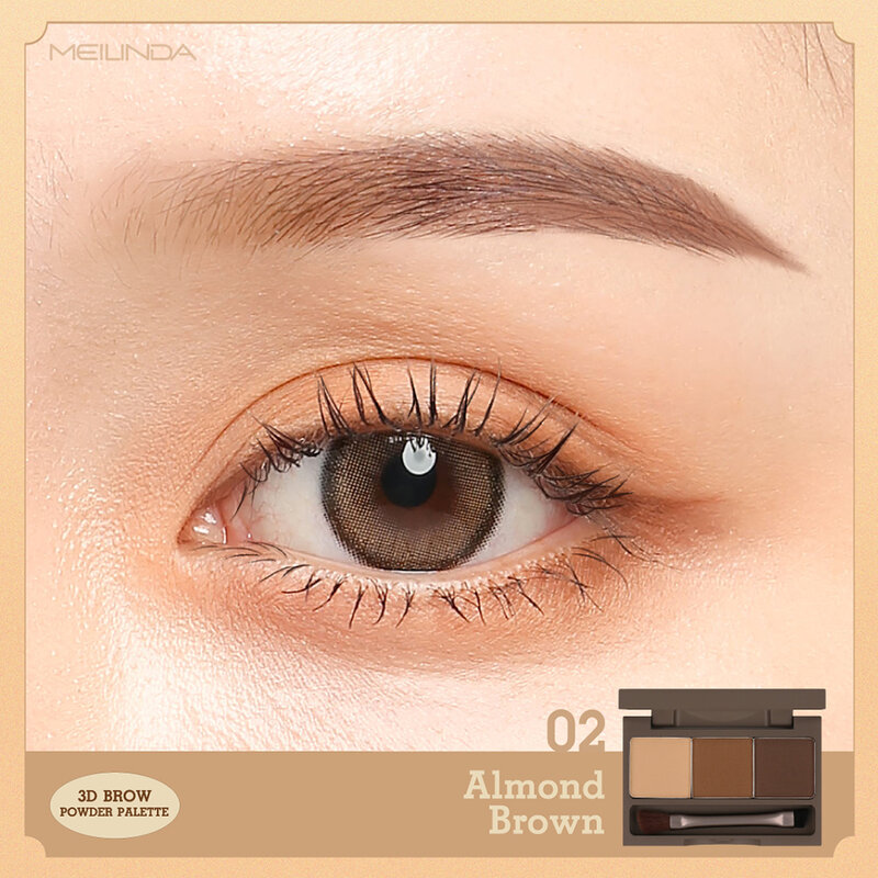 Mei Linda 3D Brow Powder Palette #02 Almond Brown ( สินค้าหมดอายุ : 2026.02.01 ) 