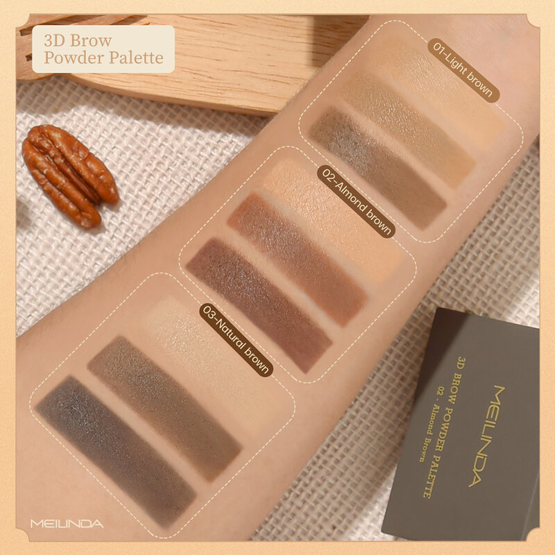 Mei Linda 3D Brow Powder Palette #02 Almond Brown ( สินค้าหมดอายุ : 2026.02.01 ) 