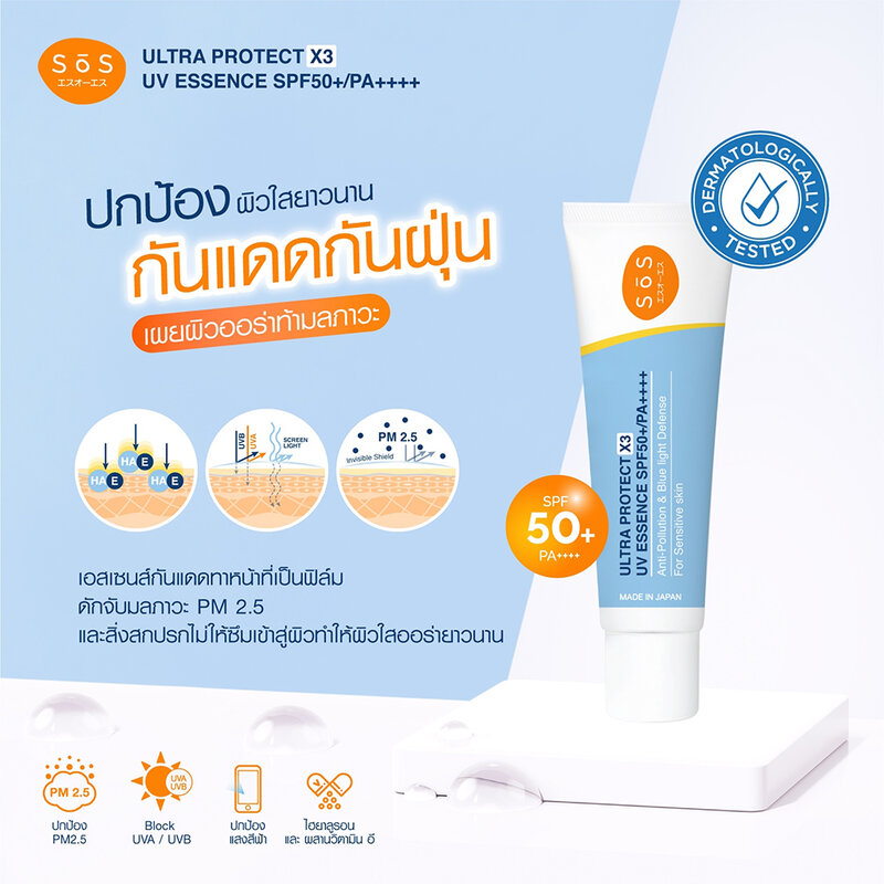 SOS Ultra Protect X3 UV Essence SPF50+/PA++++ 30ml ( สินค้าหมดอายุ : 2025.07.22 ) 