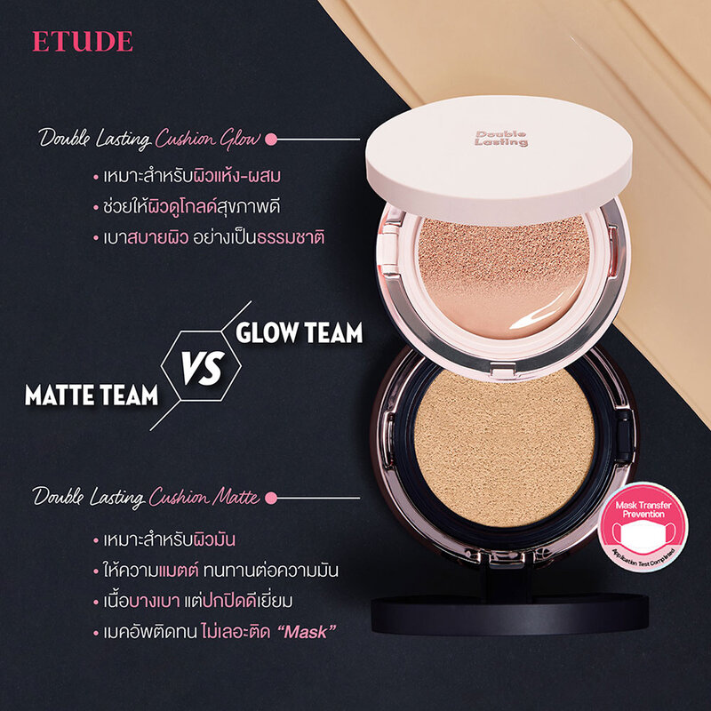 Etude Double Lasting Cushion Glow 15g #21N1 Neutral Beige