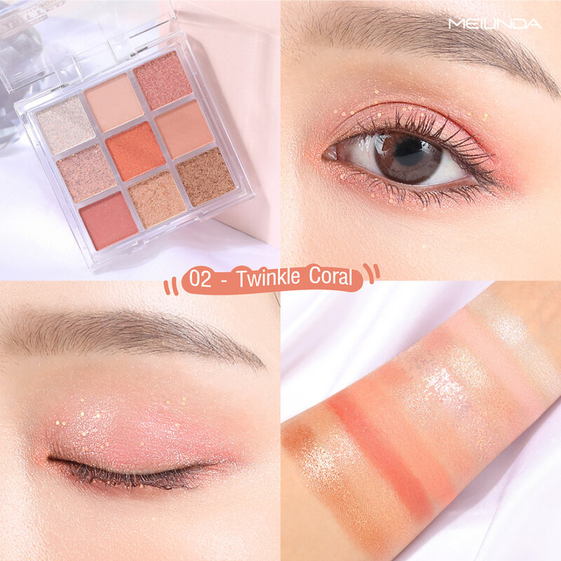 Mei Linda Glitter Shot Shadow 5.4g #02 Twinkle Coral