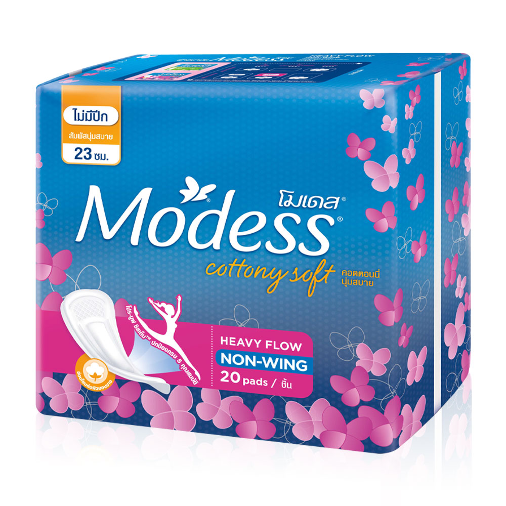 Modess ผ้าอนามัย Sanitary Pads Non-Wings Cottony Soft Heavy Flow 20pcs