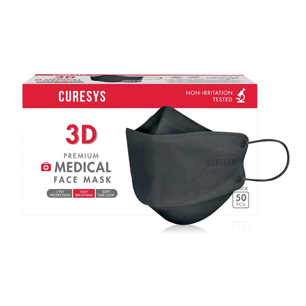 CURESYS 3D Premium Medical Face Mask 50pcs #Black