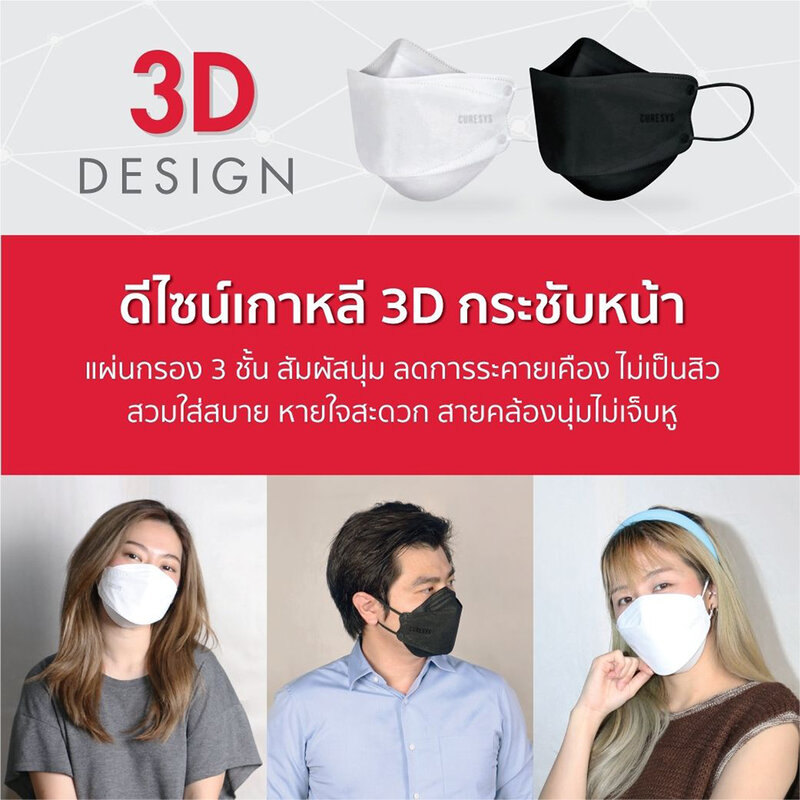 CURESYS 3D Premium Medical Face Mask 50pcs #Black