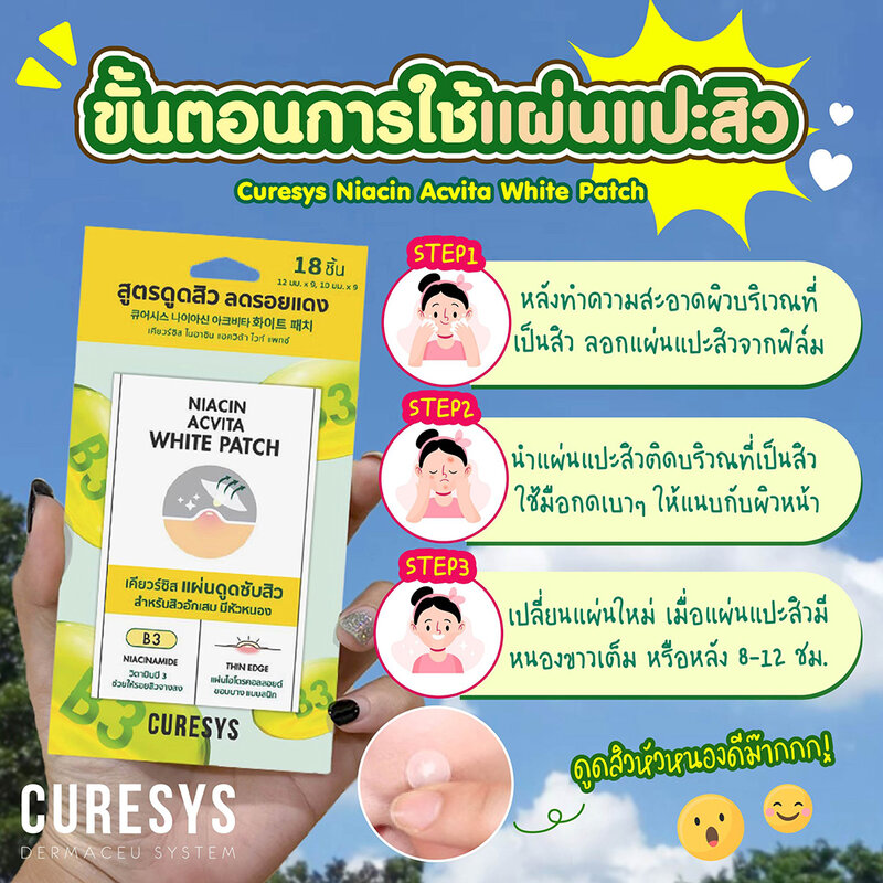 CURESYS Niacin Acvita White Patch 18 Dots