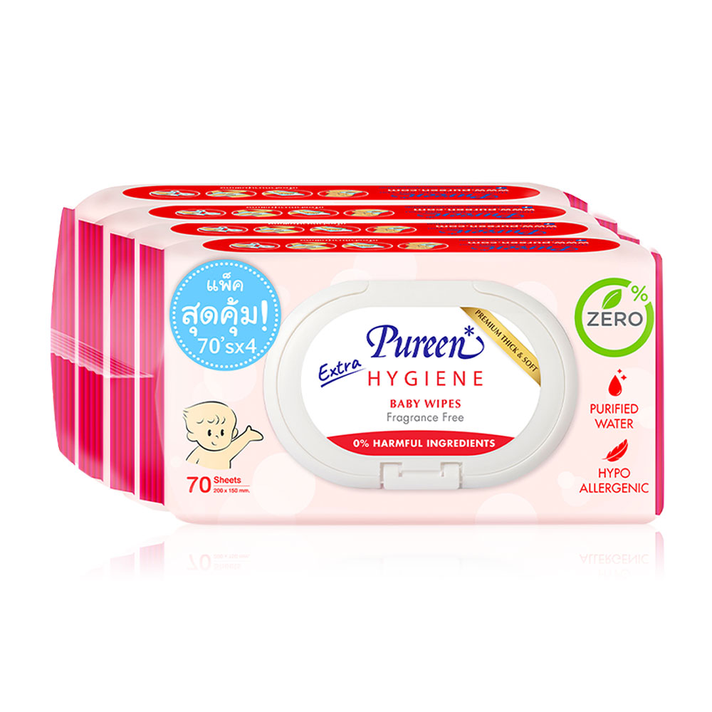 Pureen Wet Wipe Anti Bacterial [70 Sheets x 4pcs]