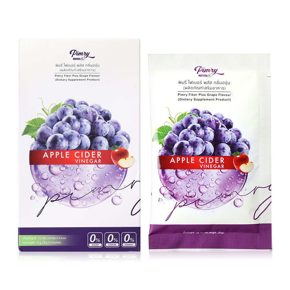 PIMRYPIE Fiber Plus Grape Flavour [18g x 4 Sachets] ( สินค้าหมดอายุ : 2026.01.23 ) 