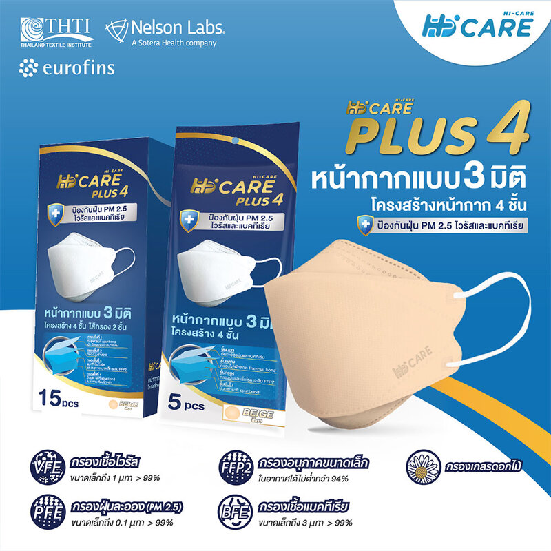 Hi-Care Plus4 Face Mask 5pcs #Color Beige