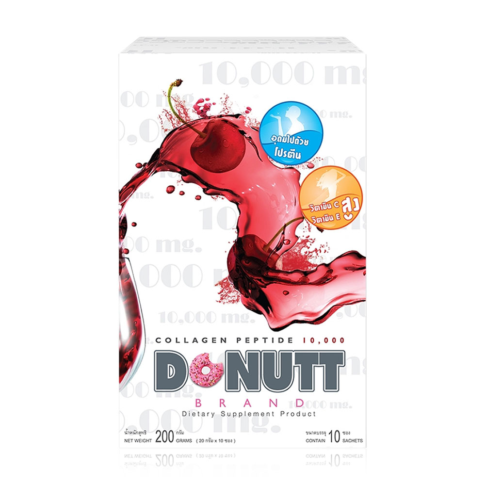 DONUTT Collagn Peptide 10,000 mg Strawberry Flavor 10 Sachets