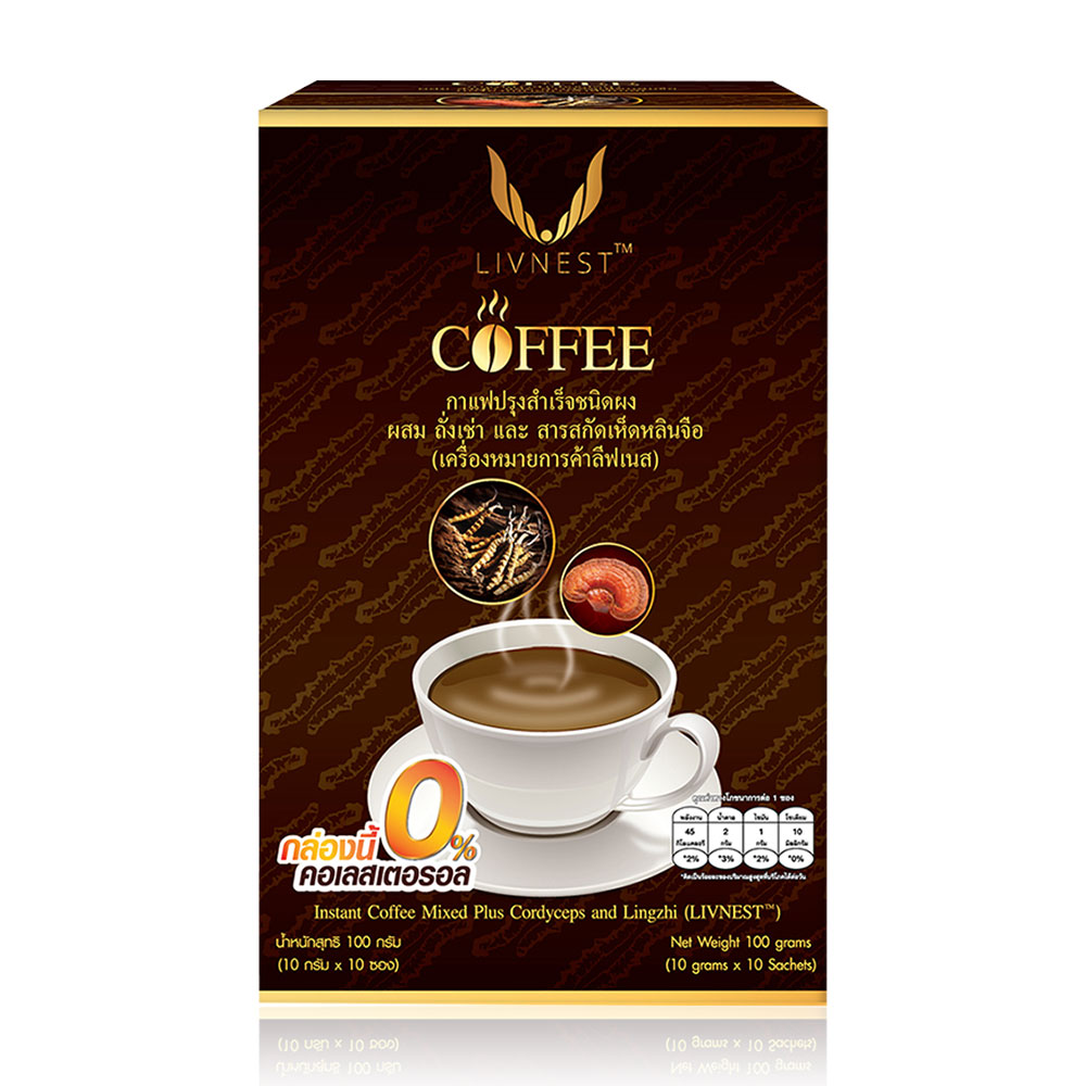 Livnest Instant Coffee Mixed Plus Cordyceps And Lingzhi 10 Sachets