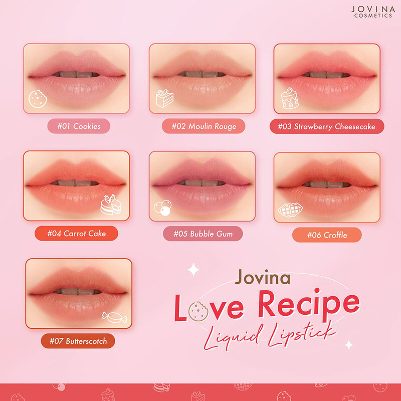 JOVINA COSMETICS Love Recipe Liquid Lipstick 2g #01 Cookies