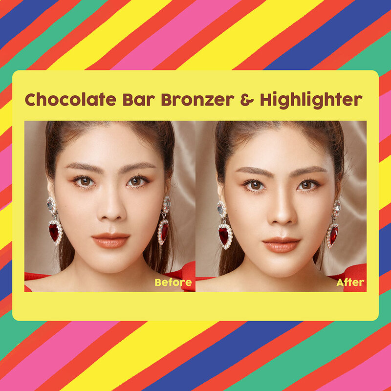 HAPPY SUNDAY Chocolate Bar Highlighter And Bronzer 9g ( สินค้าหมดอายุ : 2025.10.02 ) 