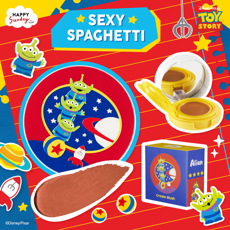 HAPPY SUNDAY Toy Story Cream Blush 10g #Aliens Sexy Spaghetti ( สินค้าหมดอายุ : 2026.01.25 ) 